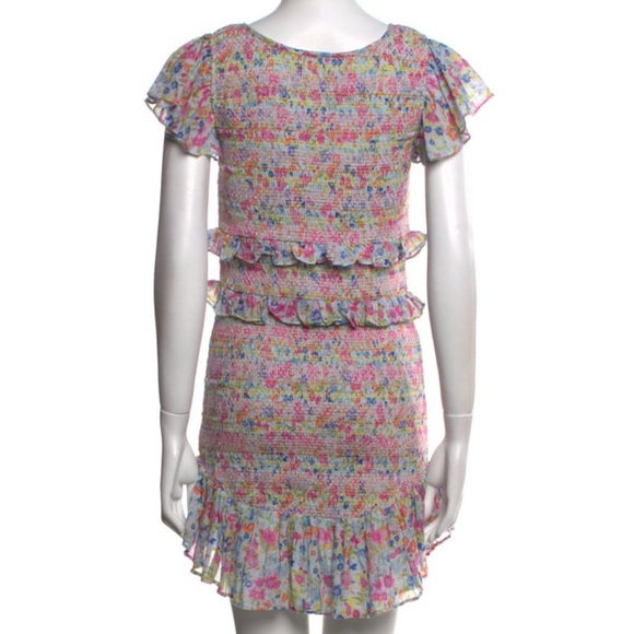 LoveShackFancy Floral Mini Dress Ruffle Cottagecore Pink Romantic Sundress - Picture 7 of 7